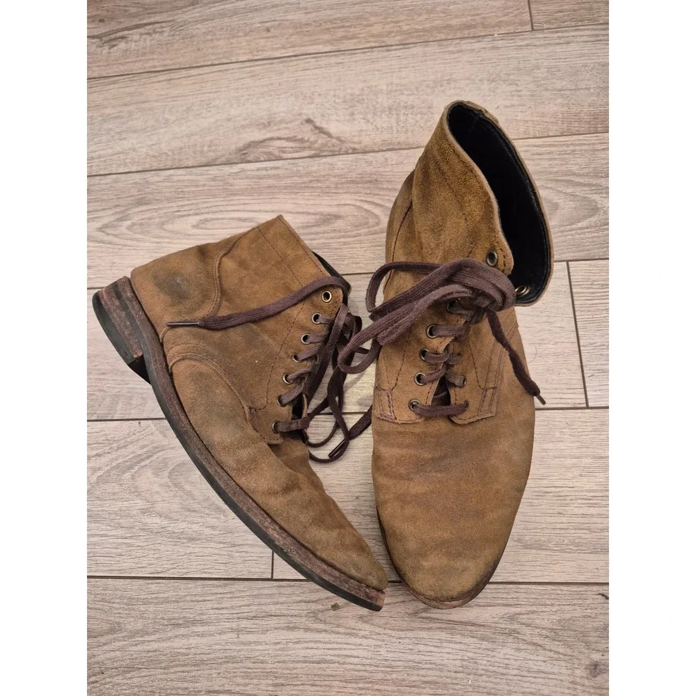 Thursday‎ Boot Co Mens Tan Brown Suede Lace Up President Boots Ankle Sz 8.5